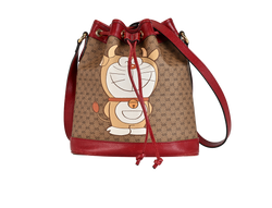 X Doraemon Bucket Bag, Canvas, Beige, 498879, 2*
